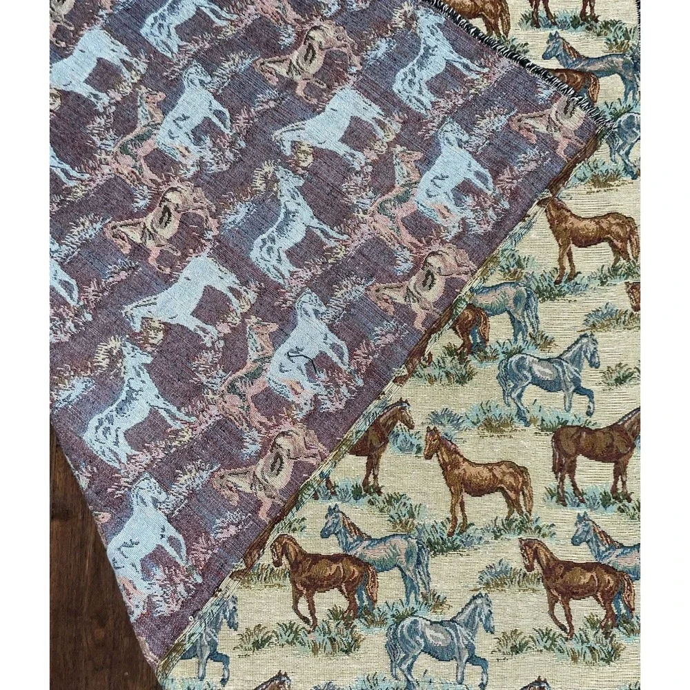 JADE Equestrian Horse Victorian Tapestry Fabric‎ Upholstery Material 55